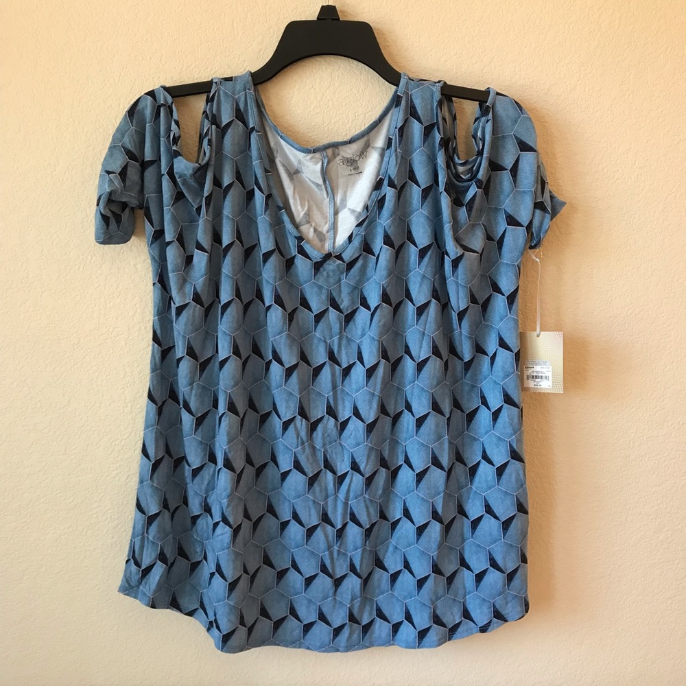 Maternity Top NEW Size S Blue Cold Shoulder Lightweight Summer Relaxed Fit Gift